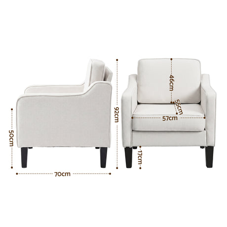 Artiss Armchair Lounge Accent Chair Linen Fabric Beige