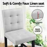 Artiss 2x Bar Stools Kitchen Dining Chairs Counter Fabric Stool Wooden Ada Grey