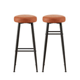 Artiss 2x Bar Stools Kitchen Dining Chairs Counter Round PU Leather Lane Brown