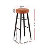 Artiss 4x Bar Stools Kitchen Dining Chairs Counter Round PU leather Lane Brown