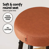 Artiss 4x Bar Stools Kitchen Dining Chairs Counter Round PU leather Lane Brown