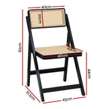 Artiss 2x Dining Chairs Wooden Rattan Foldable Black