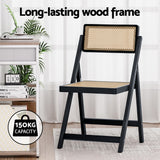 Artiss 4x Dining Chairs Wooden Rattan Foldable Black