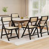 Artiss 4x Dining Chairs Wooden Rattan Foldable Black