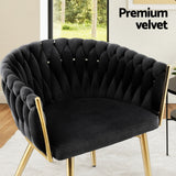 Artiss 1x Dining Chair Armchair Cafe Kitchen Lounge Chairs Velvet Weaving Black