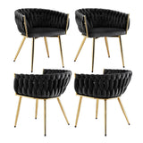 1 Set of 4 Artiss Dining Chairs Velvet Armchair Black