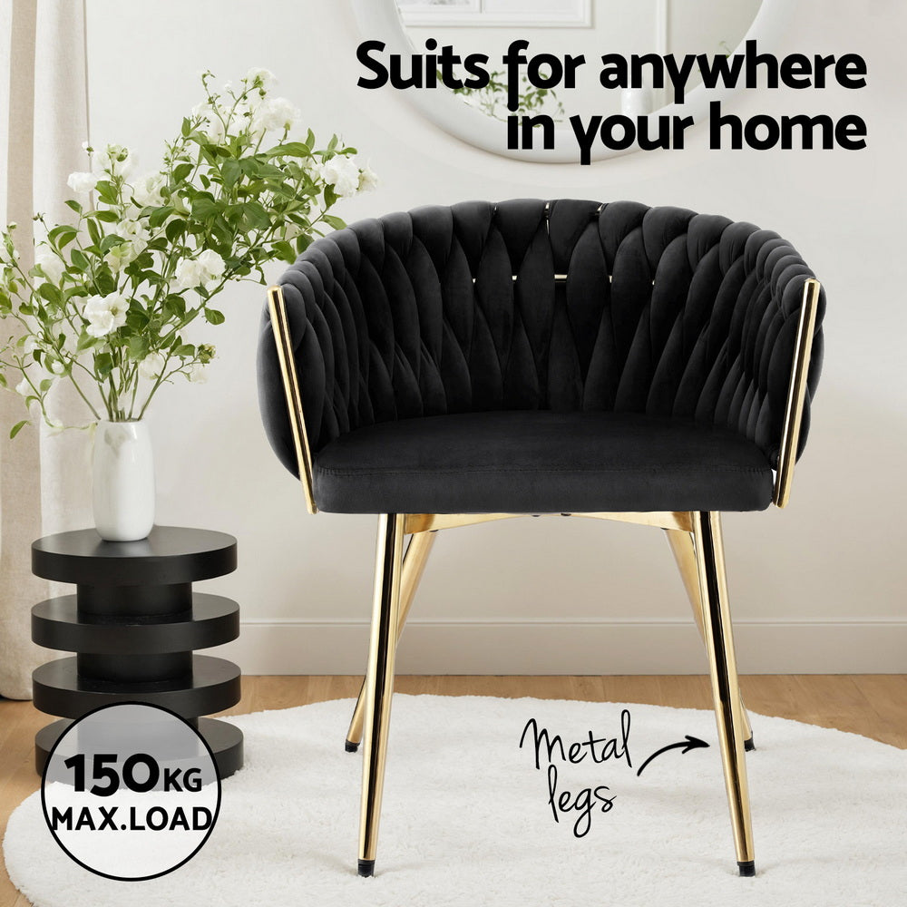 1 Set of 4 Artiss Dining Chairs Velvet Armchair Black