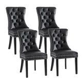 1 Set of 4 Artiss Dining Chairs Black Leather