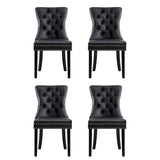 1 Set of 4 Artiss Dining Chairs Black Leather