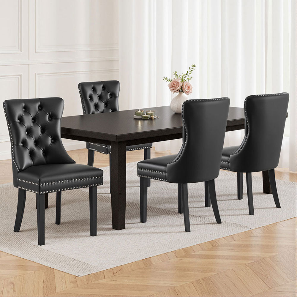 1 Set of 4 Artiss Dining Chairs Black Leather