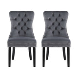 1 Set of 2 Artiss Dining Chairs Grey Velvet