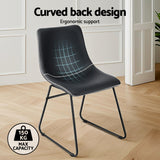 Artiss 2x Dining Chairs Retro PU Leather Kitchen Lounge Cafe Accent Chair Black