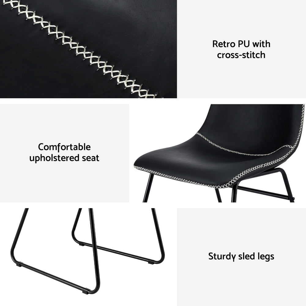 Artiss 4x Dining Chairs Retro PU Leather Kitchen Lounge Cafe Accent Chair Black