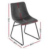 Artiss 2x Dining Chairs Retro PU Leather Kitchen Lounge Cafe Accent Chair Grey