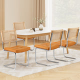 Artiss Dining Chairs Set of 4 PU Leather Rattan Cantilever Brown