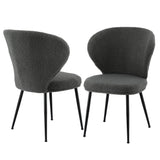 Artiss 2x Dining Chairs Sherpa Boucle Wing Back Grey