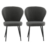 Artiss 2x Dining Chairs Sherpa Boucle Wing Back Grey