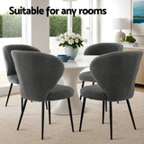 Artiss 2x Dining Chairs Sherpa Boucle Wing Back Grey