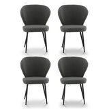Artiss 4x Dining Chairs Sherpa Boucle Wing Back Grey