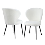 Artiss 2x Dining Chairs Sherpa Boucle Wing Back White