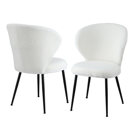 Artiss 2x Dining Chairs Sherpa Boucle Wing Back White