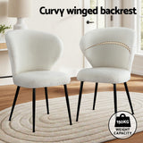 Artiss 2x Dining Chairs Sherpa Boucle Wing Back White