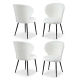 Artiss 4x Dining Chairs Sherpa Boucle Wing Back White