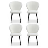 Artiss 4x Dining Chairs Sherpa Boucle Wing Back White