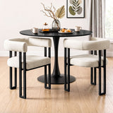 Artiss Dining Chairs Set of 2 Velvet Upholstered Barrel Chairs with Curved Armrests & Back Beige