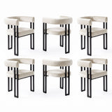 Artiss Dining Chairs Set of 6 Velvet Upholstered Barrel Chairs with Curved Armrests & Back Beige