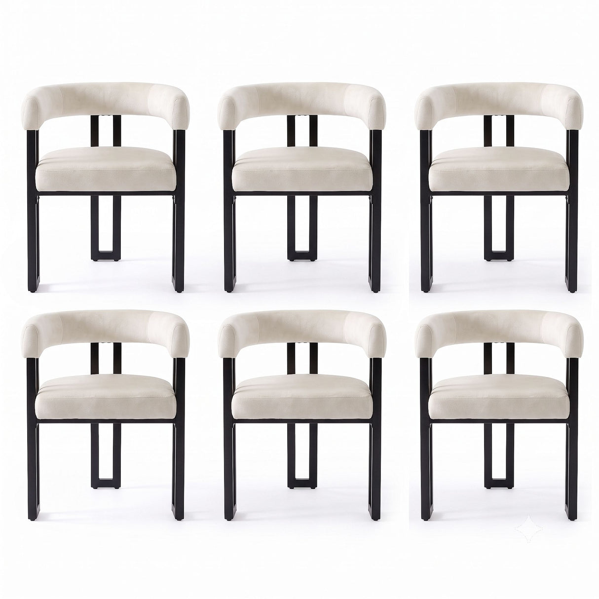 Artiss Dining Chairs Set of 6 Velvet Upholstered Barrel Chairs with Curved Armrests & Back Beige