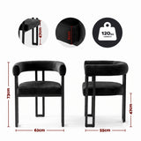 Artiss Dining Chairs Set of 6 Velvet Upholstered Barrel Chairs with Curved Armrests & Back Black