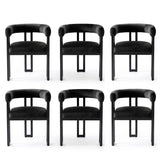 Artiss Dining Chairs Set of 6 Velvet Upholstered Barrel Chairs with Curved Armrests & Back Black
