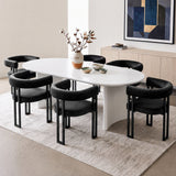 Artiss Dining Chairs Set of 6 Velvet Upholstered Barrel Chairs with Curved Armrests & Back Black