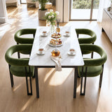 Artiss Dining Chairs Set of 2 Velvet Upholstered Barrel Chairs with Curved Armrests & Back Green