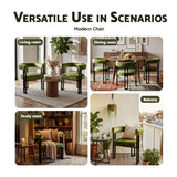 Artiss Dining Chairs Set of 6 Velvet Upholstered Barrel Chairs with Curved Armrests & Back Green