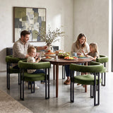 Artiss Dining Chairs Set of 6 Velvet Upholstered Barrel Chairs with Curved Armrests & Back Green