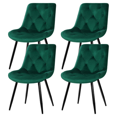 Artiss Dining Chairs Set of 4 Velvet Diamond Tufted Green