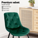 Artiss Dining Chairs Set of 4 Velvet Diamond Tufted Green