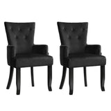 2x Artiss Dining Chairs Velvet French Provincial Armchair Black