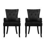 2x Artiss Dining Chairs Velvet French Provincial Armchair Black