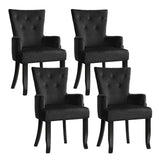 4x Artiss Dining Chairs Velvet French Provincial Armchair Black