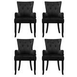 4x Artiss Dining Chairs Velvet French Provincial Armchair Black