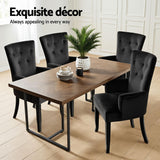 4x Artiss Dining Chairs Velvet French Provincial Armchair Black