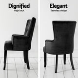 4x Artiss Dining Chairs Velvet French Provincial Armchair Black