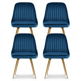 Artiss Dining Chairs Set of 4 Velvet Channel Tufted Blue