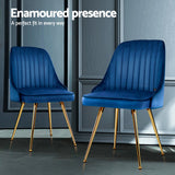 Artiss Dining Chairs Set of 4 Velvet Channel Tufted Blue