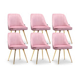 Artiss Dining Chairs Set of 6 Velvet Channel Tufted Pink