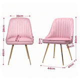 Artiss Dining Chairs Set of 6 Velvet Channel Tufted Pink