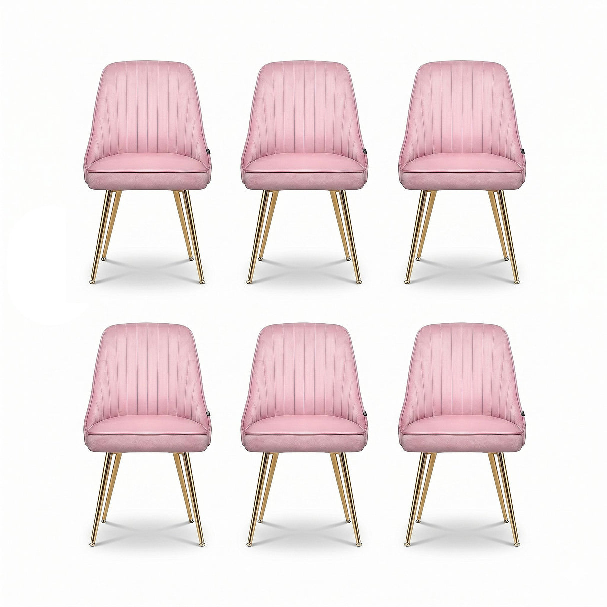 Artiss Dining Chairs Set of 6 Velvet Channel Tufted Pink
